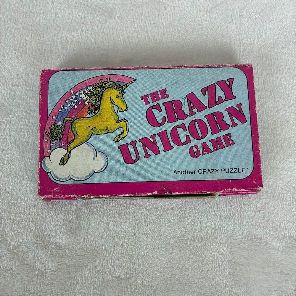 VTG 1985 Crazy Unicorn Puzzle 9 Piece Game Rainbows Retro Logic Educational